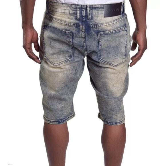 NWT Rocawear Men’s Skinny Short Vintage Blue Cloud Waist 38 RWJ6139 Jean Shorts - Picture 2 of 8